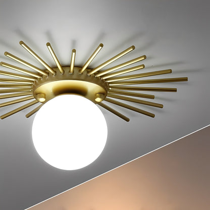 Solena – Lampe de plafond tournesols dorés