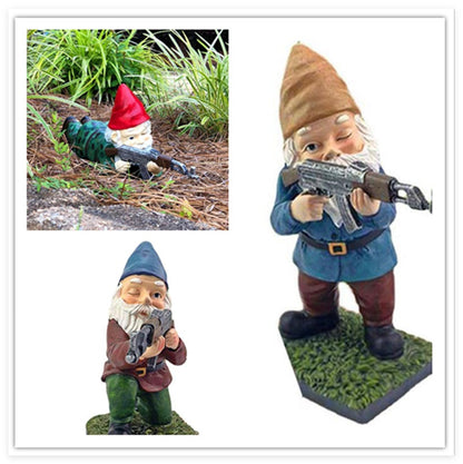 Gunner – Nain de jardin en uniforme de camouflage pour accents extérieurs amusants