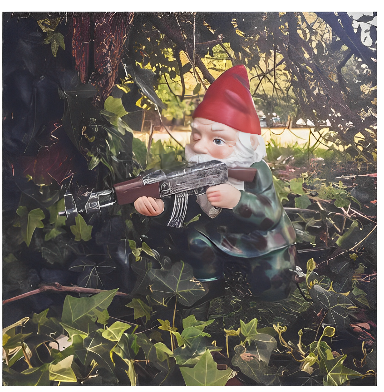 Fritz – Nain de Jardin Drôle en Uniforme de Camouflage