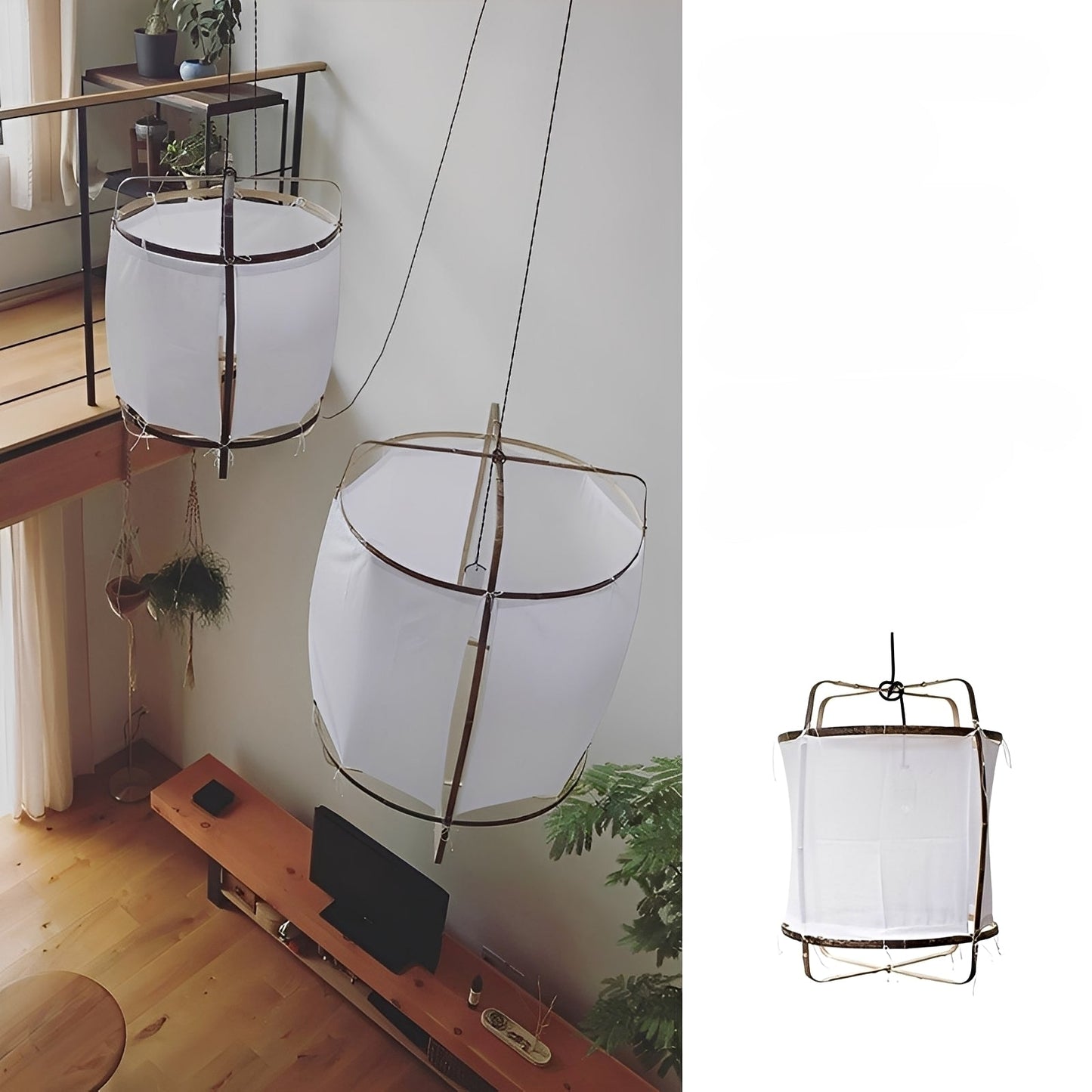 Yuka – Plafonnier Minimaliste en Gaze et Bambou