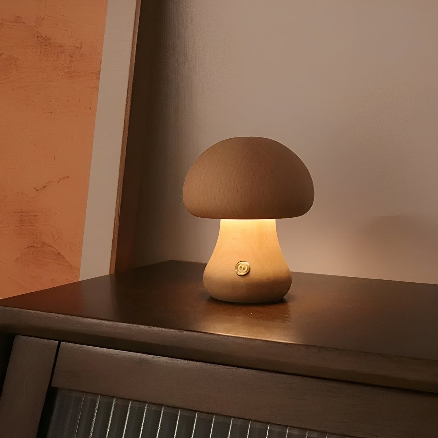 Grace – Lampe de chevet LED en forme de champignon en bois
