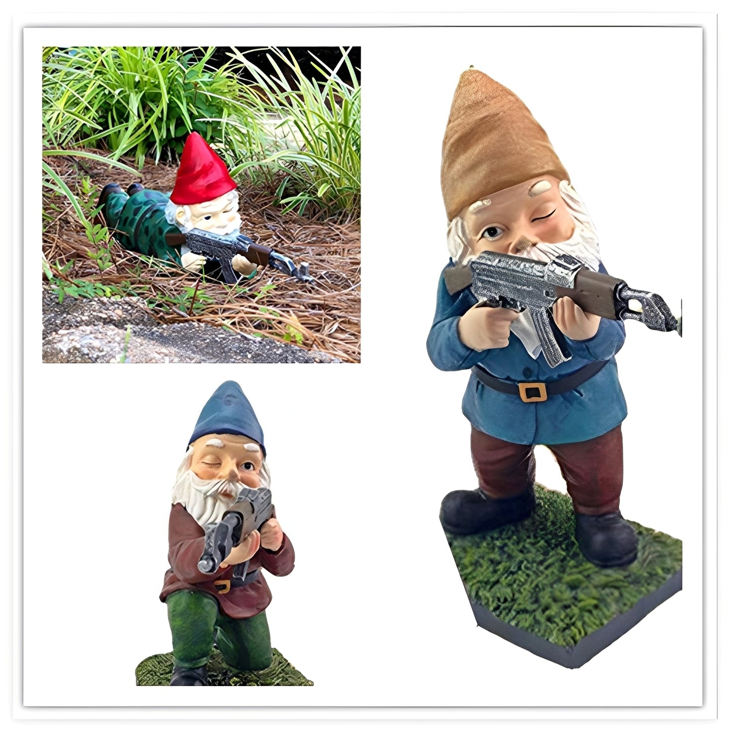 Fritz – Nain de Jardin Drôle en Uniforme de Camouflage