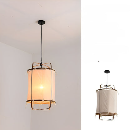 Yuka – Plafonnier Minimaliste en Gaze et Bambou