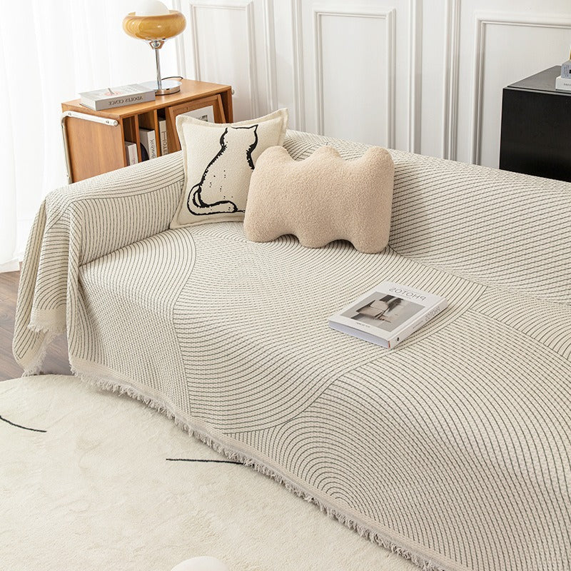 Elodie – Housse de canapé moderne avec bordure à glands pour accents déco élégants