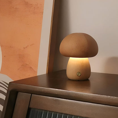 Grace – Lampe de chevet LED en forme de champignon en bois