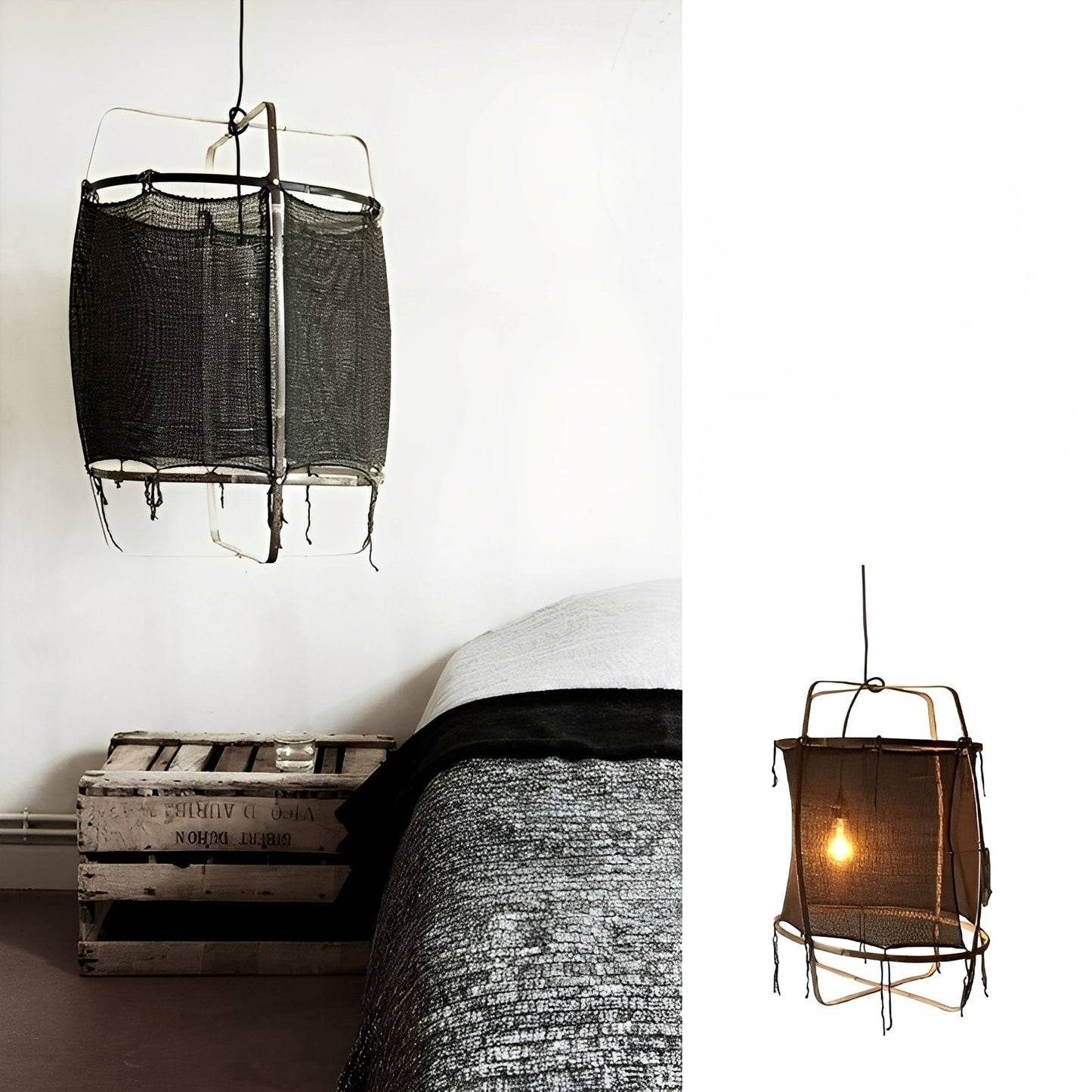 Yuka – Plafonnier Minimaliste en Gaze et Bambou