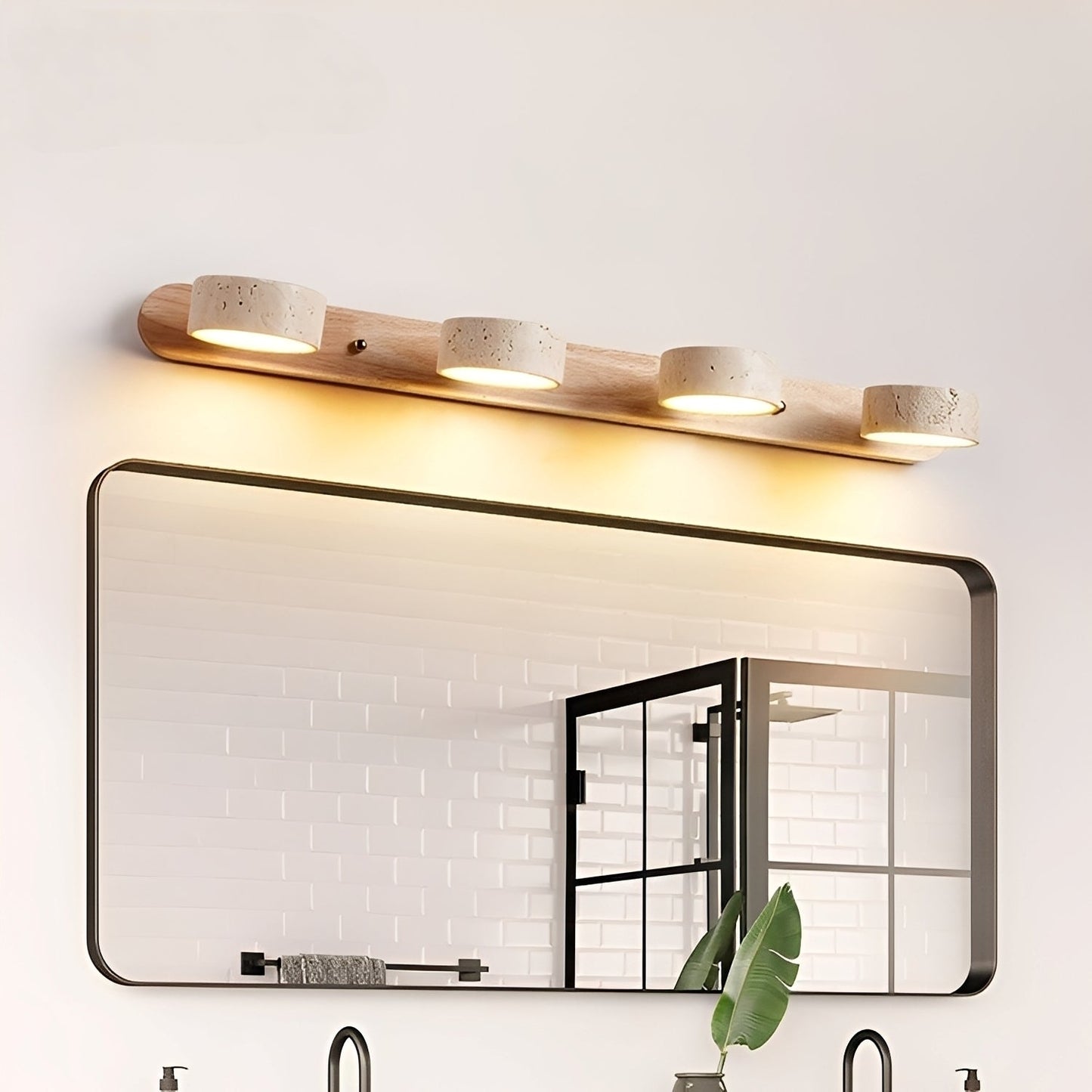 Naomi – Lampe miroir LED en bois & pierre