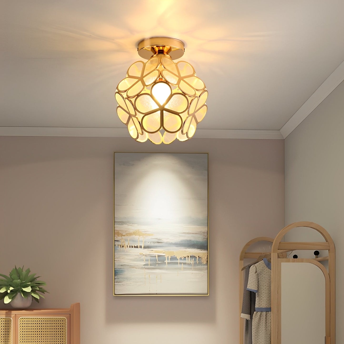 Floria – Lampe de plafond en vitrail style rétro