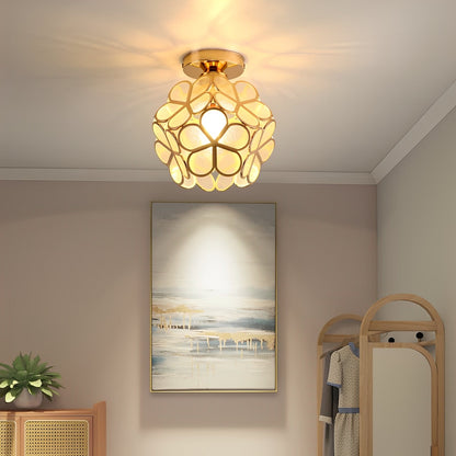 Floria – Lampe de plafond en vitrail style rétro