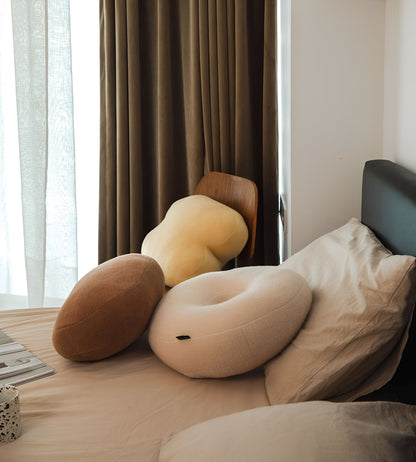 Candice – Coussin en peluche cœur et géométrie