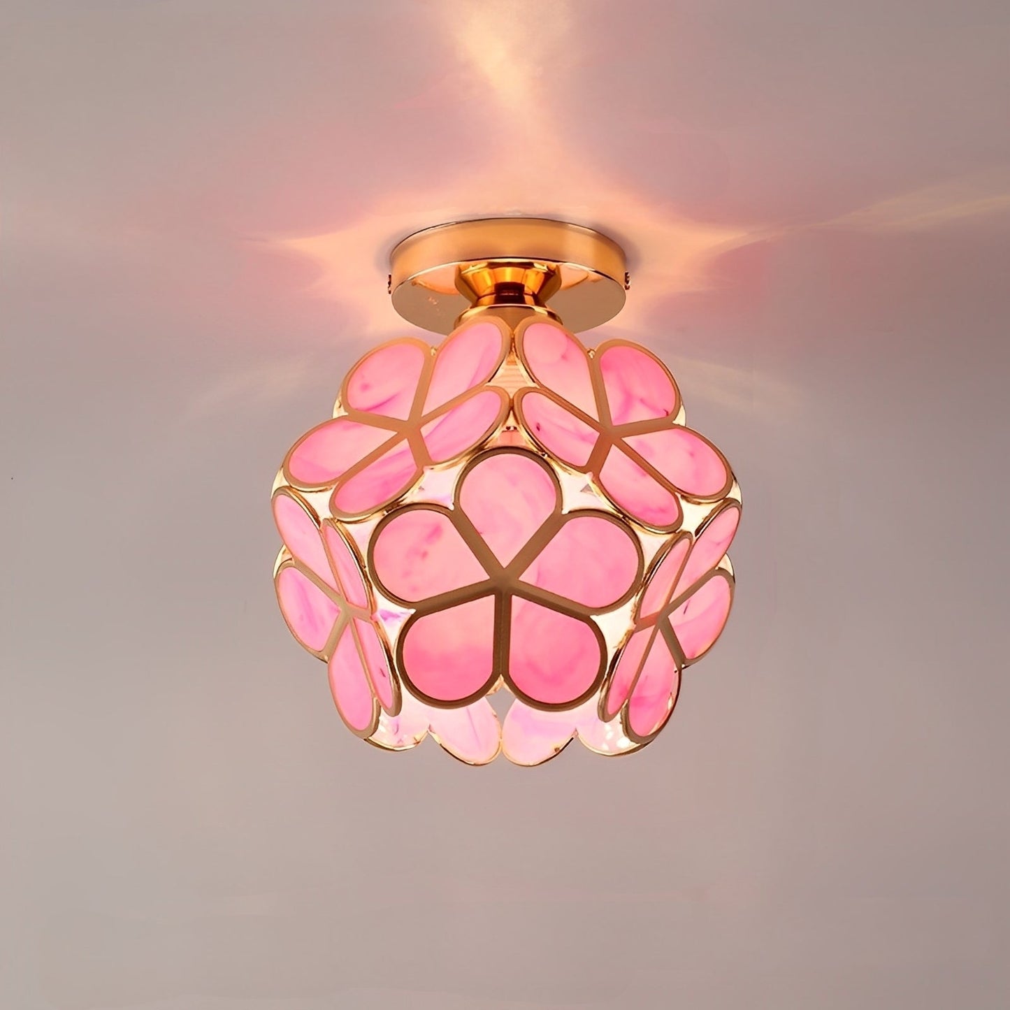 Floria – Lampe de plafond en vitrail style rétro