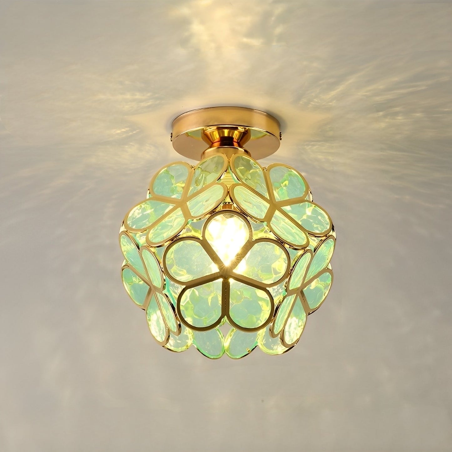 Floria – Lampe de plafond en vitrail style rétro