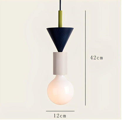 Tsubaki – Lampe Suspendue en Bois Géométrique et Colorée
