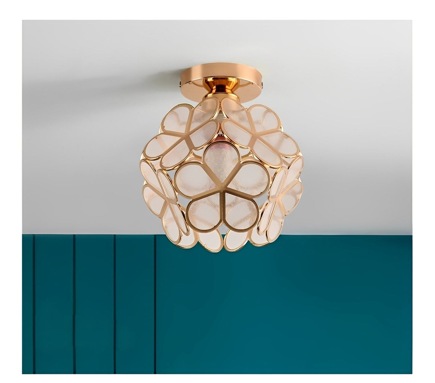 Floria – Lampe de plafond en vitrail style rétro