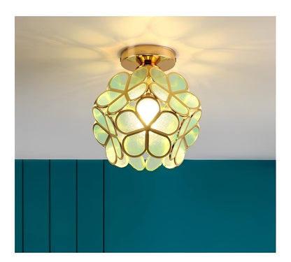 Floria – Lampe de plafond en vitrail style rétro
