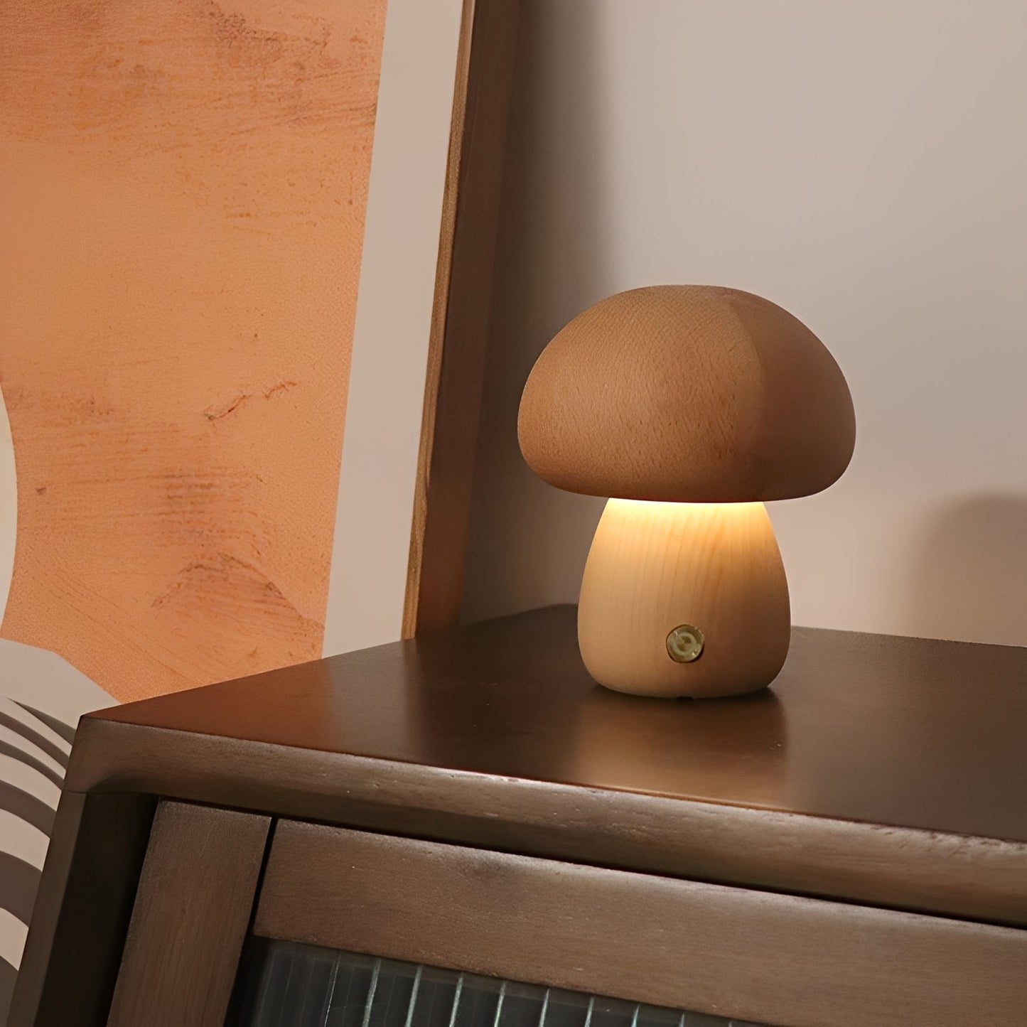 Toshi – Mignonne Lampe de Nuit LED en Bois de Champignon