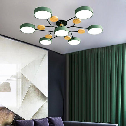 Lina – Lampe de plafond artistique en métal et bois