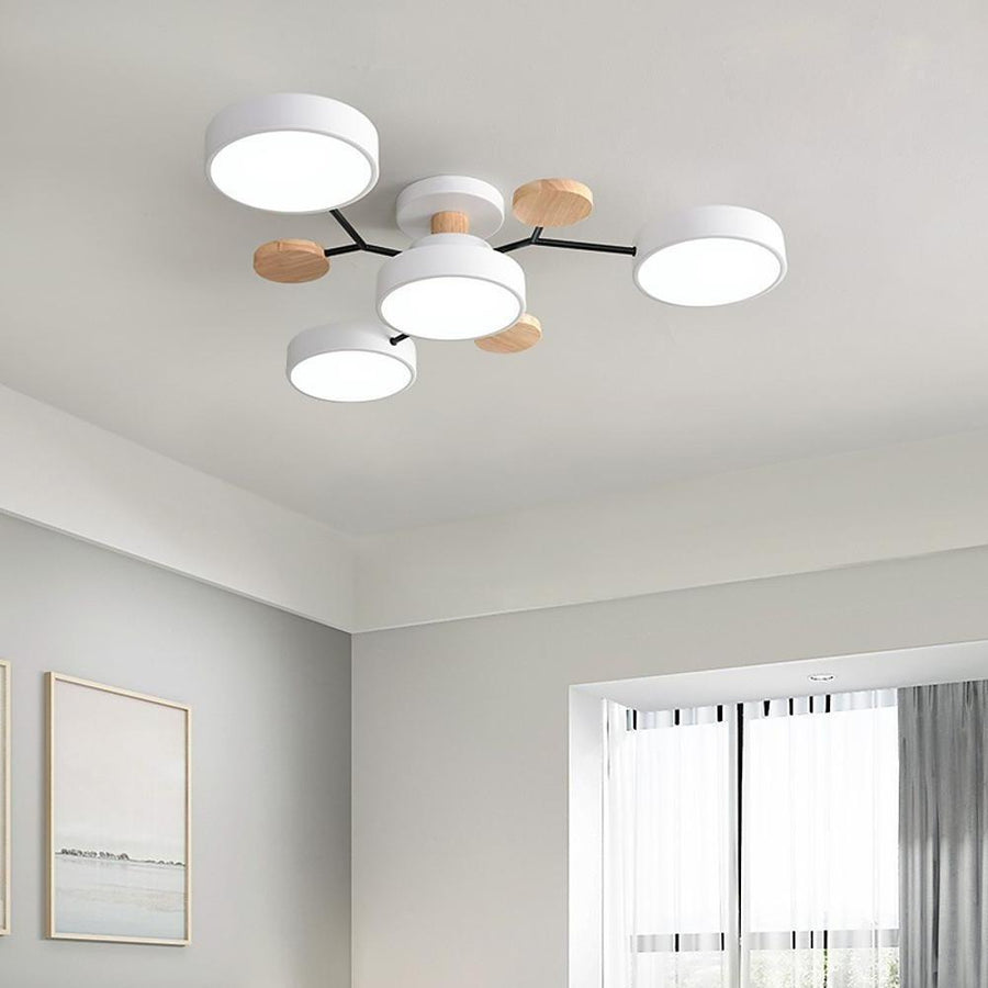 Lina – Lampe de plafond artistique en métal et bois