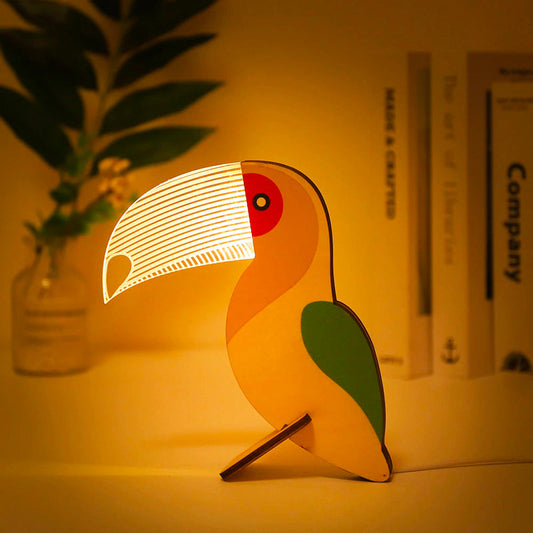 Noah – Lampe de table animaux en bois & acrylique