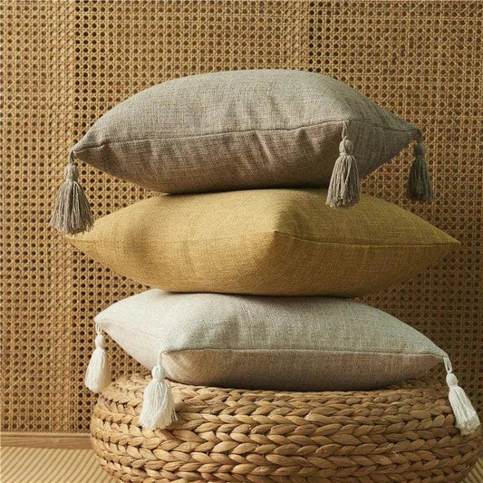 Sayuri – Coussin Simple en Coton-Lin en Couleurs Unies