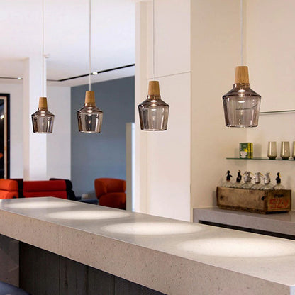 Nozomi – Suspension en bois et verre antique