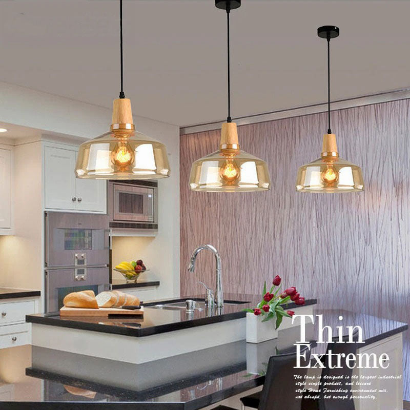 Nozomi – Suspension en bois et verre antique