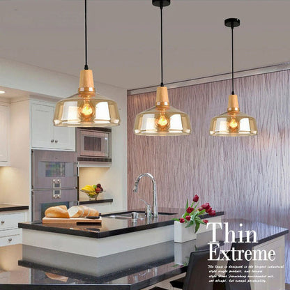 Nozomi – Suspension en bois et verre antique