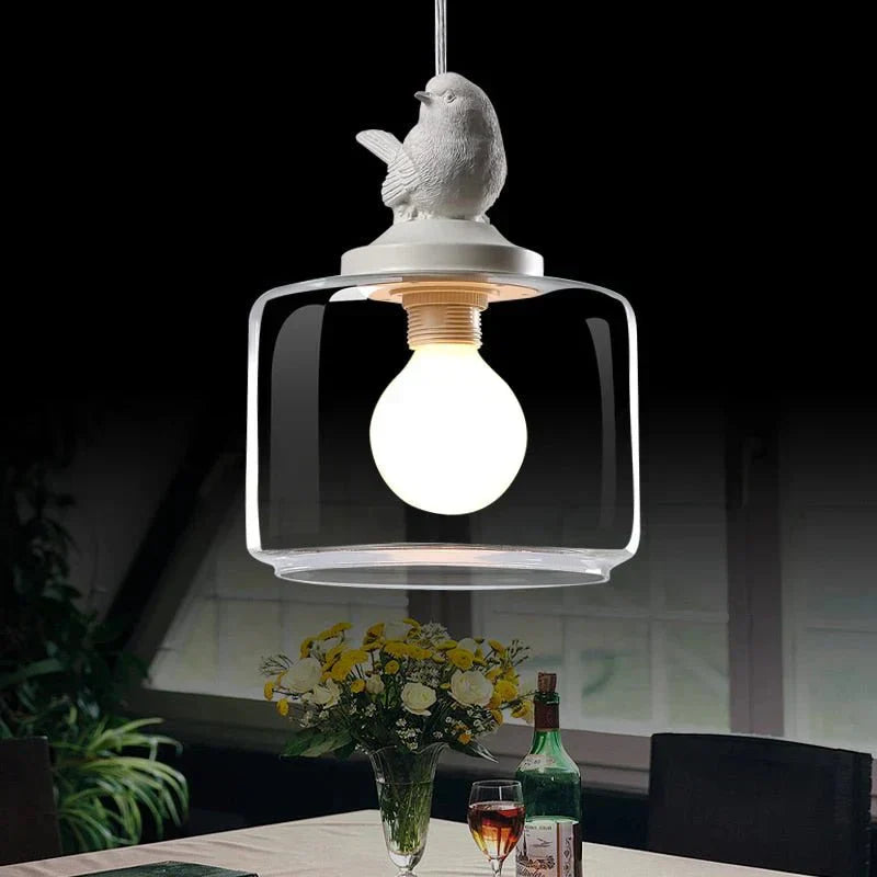 Liora – Suspension en verre motif oiseau