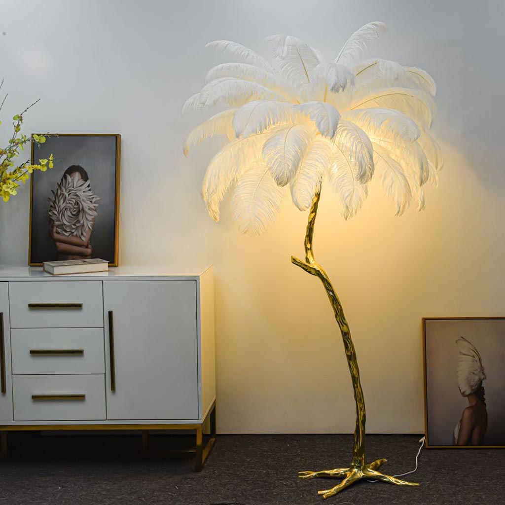Franz – Lampe de Plancher Décorative en Résine Plume