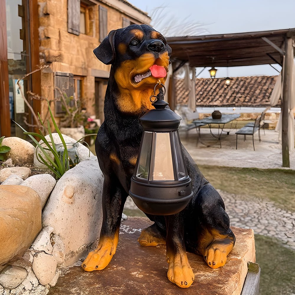 Danny – Figurine de jardin solaire chien avec lanterne