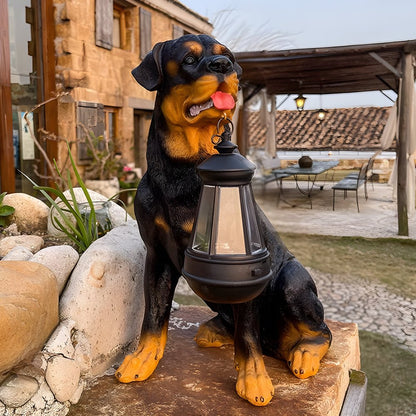 Danny – Figurine de jardin solaire chien avec lanterne