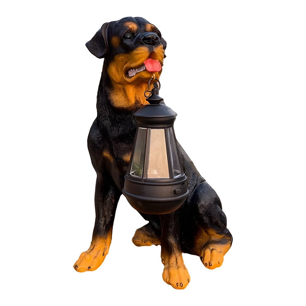 Danny – Figurine de jardin solaire chien avec lanterne