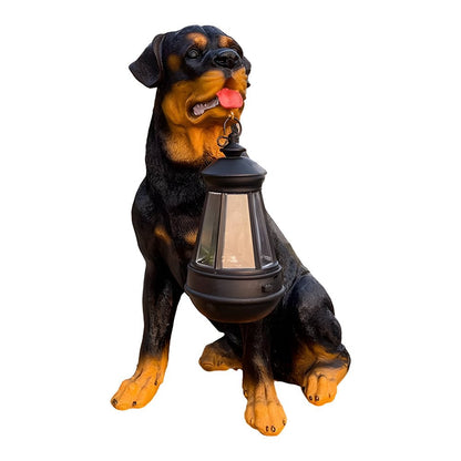 Danny – Figurine de jardin solaire chien avec lanterne