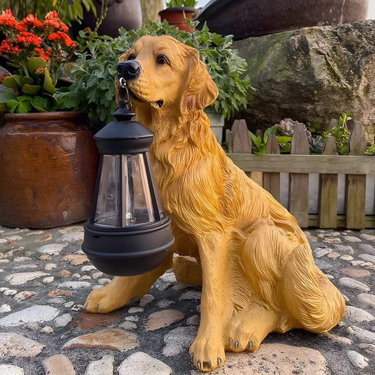 Danny – Figurine de jardin solaire chien avec lanterne