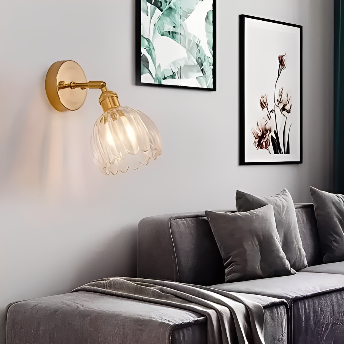 Fiona – Applique en Verre Cuivre Rétro