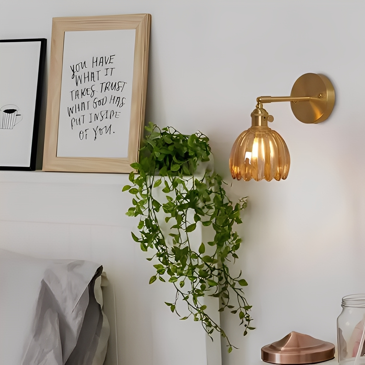 Fiona – Applique en Verre Cuivre Rétro