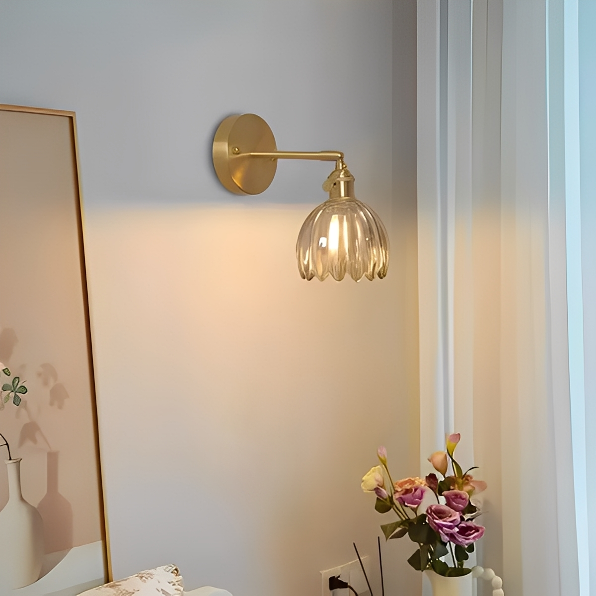 Fiona – Applique en Verre Cuivre Rétro