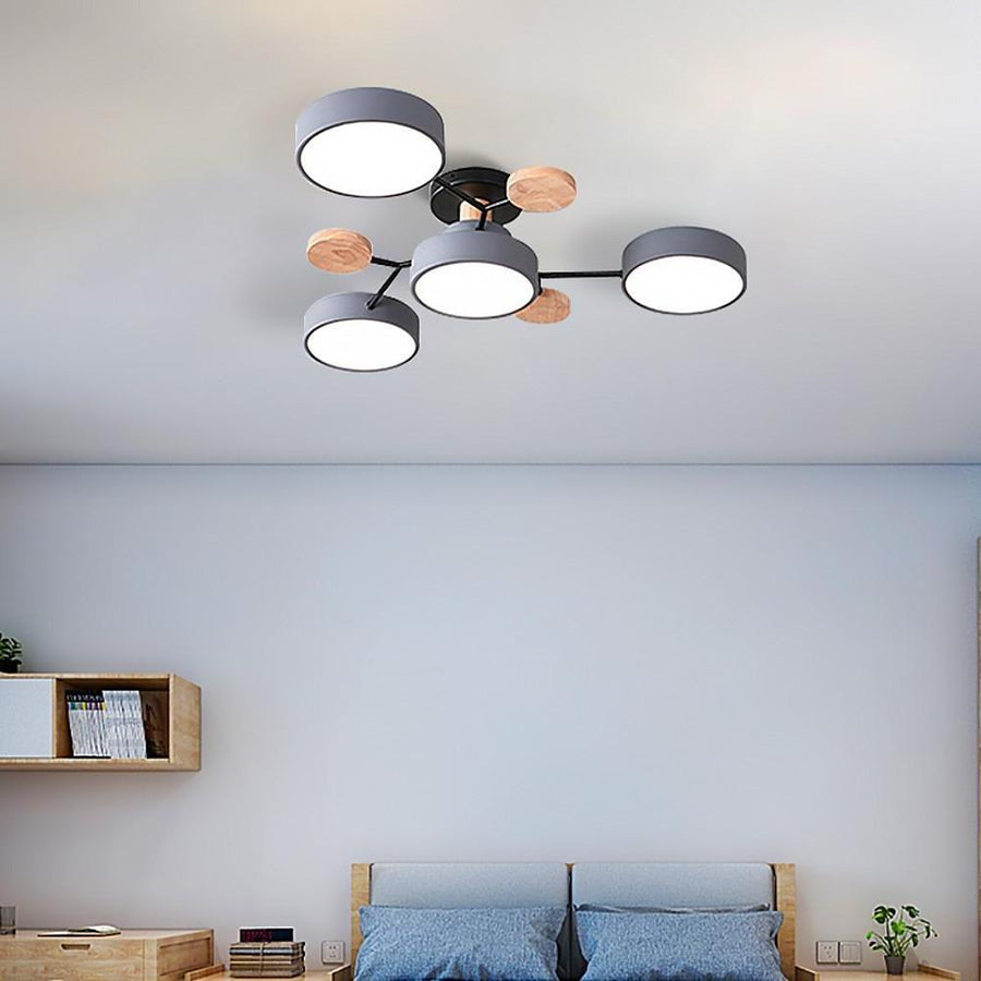 Lina – Lampe de plafond artistique en métal et bois