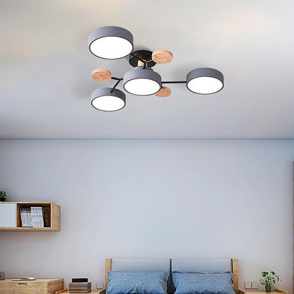 Lina – Lampe de plafond artistique en métal et bois