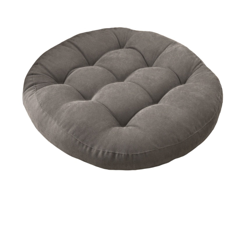 DouxCâlin – Coussin rond en velours côtelé, rembourrage épais