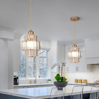 Fernando – Suspension en verre et cristal avec câble noir ou doré