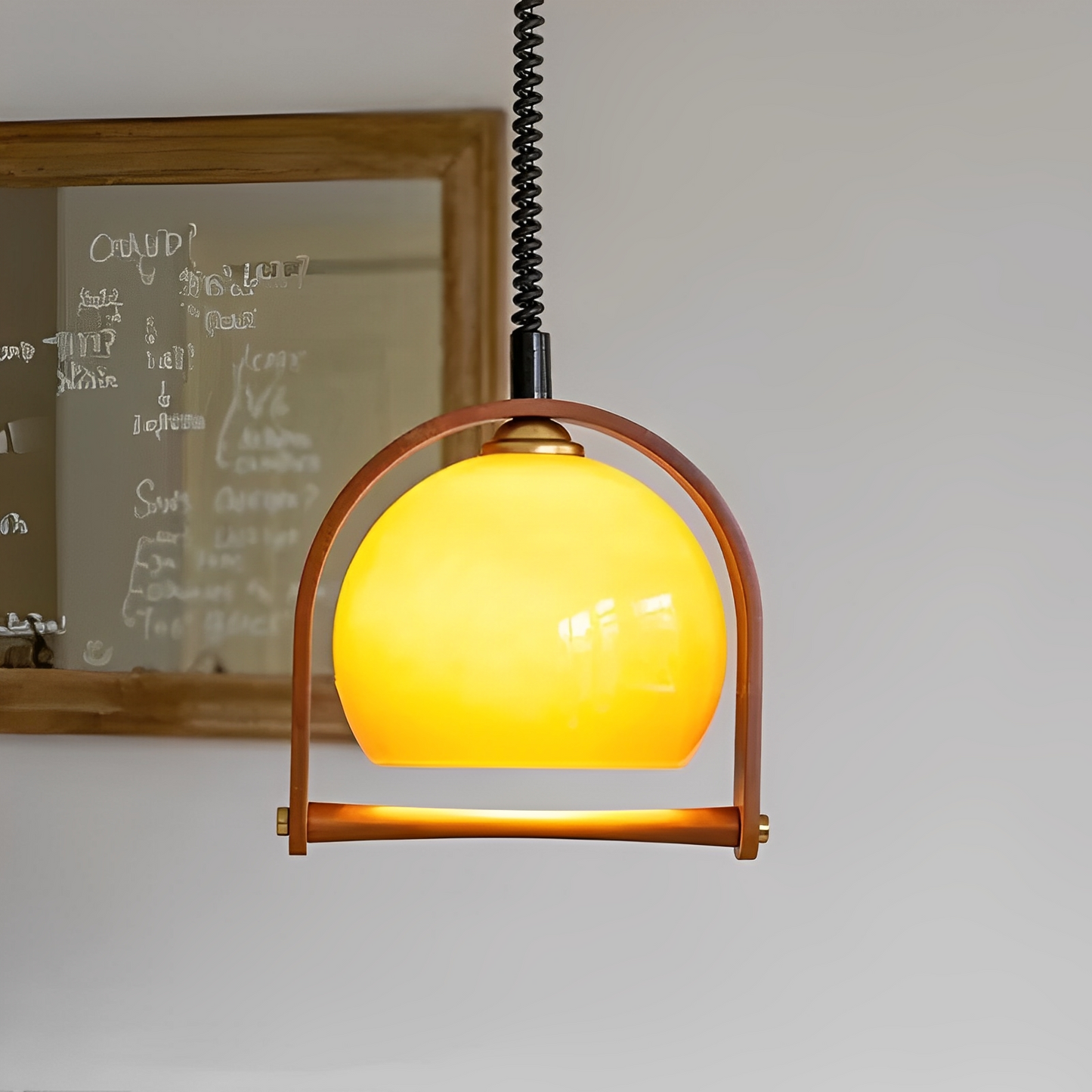 Bauven – Suspension vintage en bois et verre dans le style Bauhaus